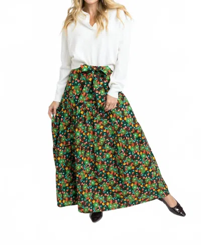 Karlie Emilia Tie Waist Maxi Skirt In Autumn Floral In Multi