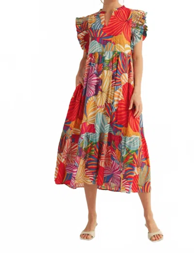 Jodifl Women's Tropical Flutter Cap Sleeve Dress In Multi In Multi