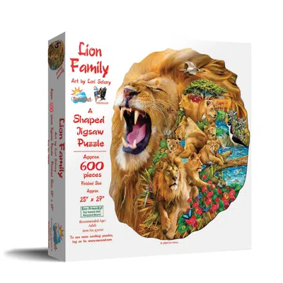 Sunsout Lion Family 600 Piece Jigsaw Puzzle For Adults Special Shape In White
