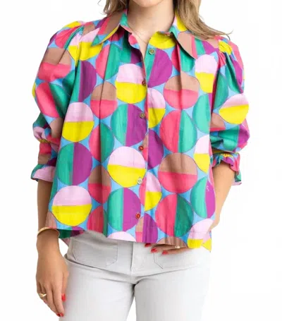 Karlie Modern Pop Button Up Top In Multi In Multi