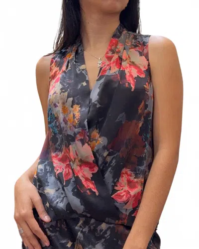 Go By Go Silk Boho Surplus Blouse In Botanic Garden In Black