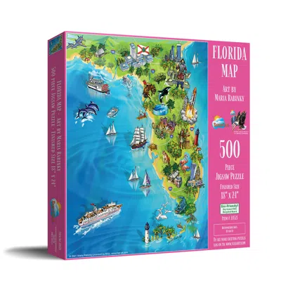 Sunsout Florida Map 500 Piece Jigsaw Puzzle For Adults In Pink
