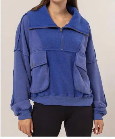 Hyfve Mineral Washed French Terry Sweatshirt In Blue In Blue