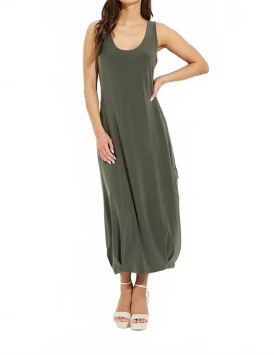 Sympli Pleated Hem Tank Dress In Melange Olive In Green