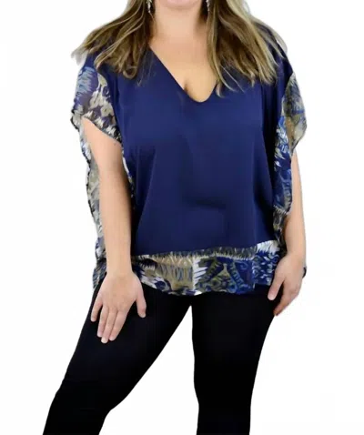 Spin Usa Janette Kimono Blouse - Plus In Navy In Blue