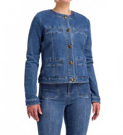 Fdj Denim Crop Jacket In Mid Wash In Blue