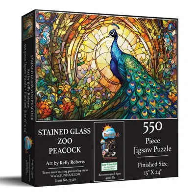 Sunsout Stained Glass Zoo Peacock 550 Piece Jigsaw Puzzle For Adults In Multi