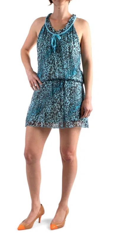 Gigi Moda Mariola Safari Print Mini Dress In Turquoise In Blue