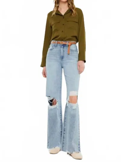 Kancan Ultra High Rise Wide Leg Jeans In Medium Wash In Blue