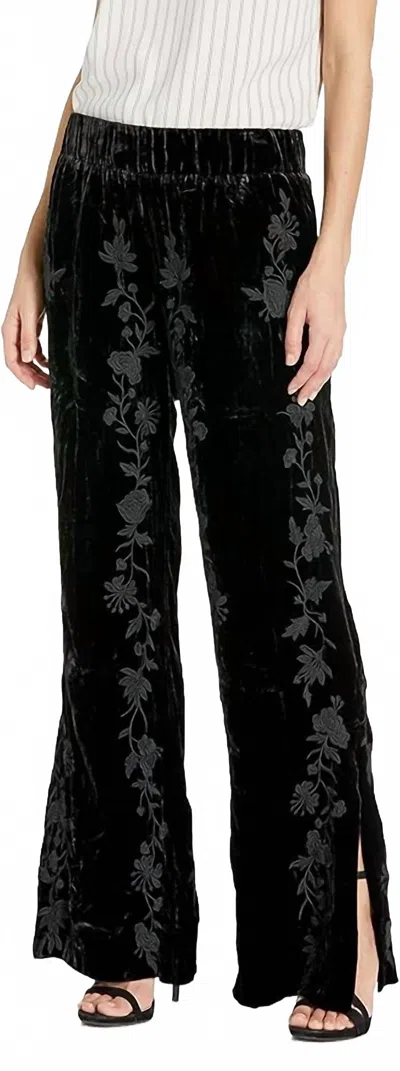 Johnny Was Renee Velvet Side Slit Palazzo Pant In Black In Black