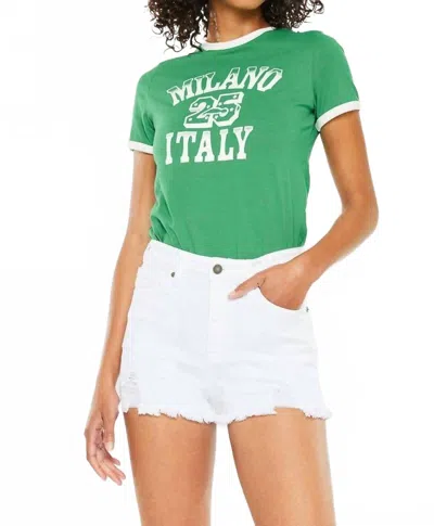 Kancan High Rise Jean Shorts In White In Green