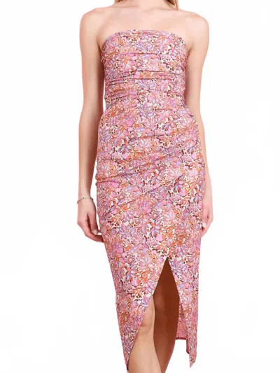 Vanessa Bruno Cleopatre Midi Dress In Multico/fidji In Pink