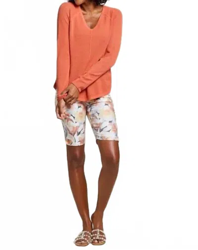 Tribal Printed Knee Shorts In Multi In Orange