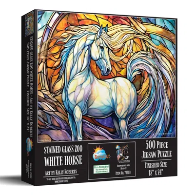 Sunsout Stained Glass Zoo White Horse 500 Piece Jigsaw Puzzle For Adults In Multi