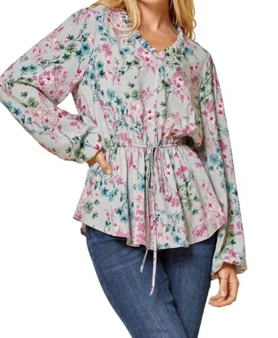 Andree By Unit Floral V-neck Blouse In Multi In Green