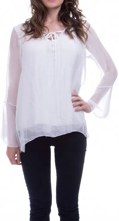 Gigi Moda Mariam Boho Long Sleeve Blouse In White In White