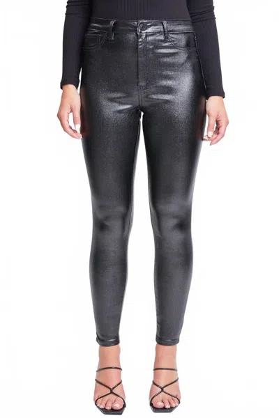 Ymi Women's High Rise Metallic Skinny Jean - Plus In Silver In Silver