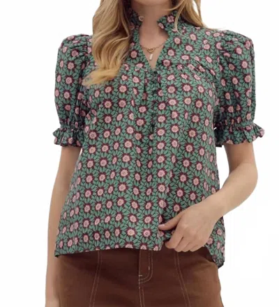 Entro Rosy Whimsical Blouse In Forest In Multi