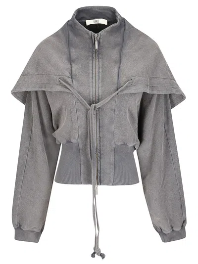 Knwls Washed Oversized Hoodie With Cinched Waist In Gray