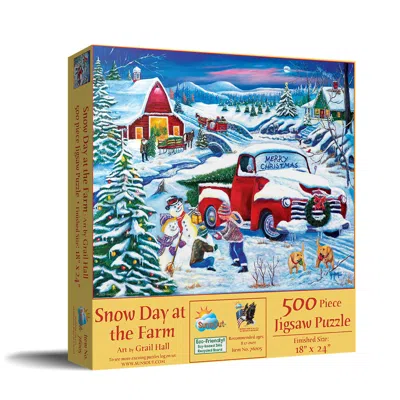 Sunsout Snow Day At The Farm 500 Piece Jigsaw Puzzle For Adults Christmas In Multi
