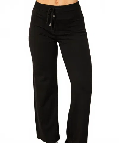 French Kyss Drawstring Knit Lounge Pant In Black In Black