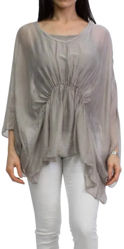 Gigi Moda Paolita Bat-wing Scoop Neck Blouse In Taupe In Gray