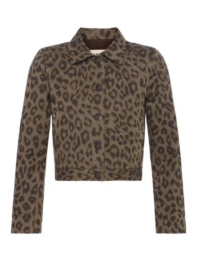 L'agence Women's Marla Crop Jacket In Tan Multi Leopard Shaw In Multi