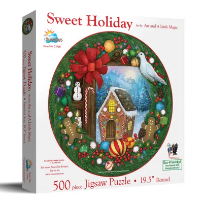 Sunsout Sweet Holiday 500 Piece Jigsaw Puzzle For Adults Round In Multi