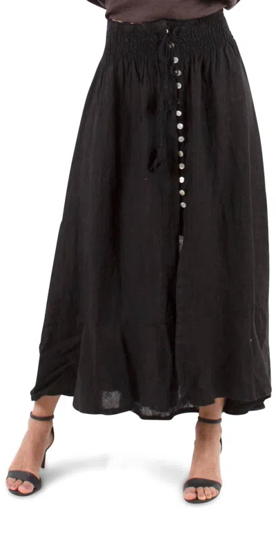 Gigi Moda Magdalena Linen Maxi Skirt In Black In Black