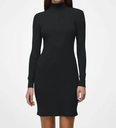 Prana Foundation Rib Long Sleeve Mini Dress In Black Heather In Black