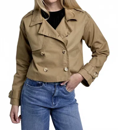 Cami Nyc Evans Cropped Trench Coat Jacket In Khaki In Green