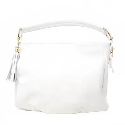 German Fuentes Women's Medium Leather Shoulder Bag In White In White
