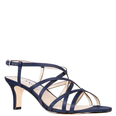 Nina Neptune Womens Leather Open Toe Strappy Sandals In Blue