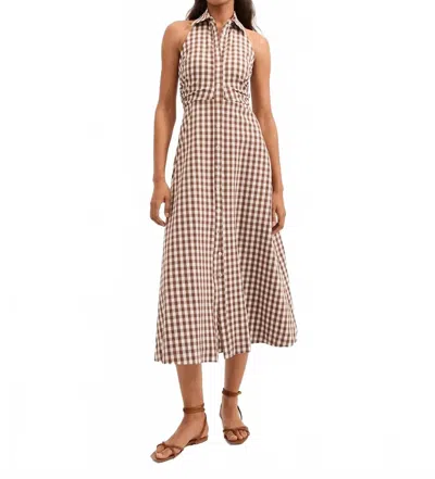 Veronica Beard Mackey Midi Dress In Light Chickory/dove In Brown