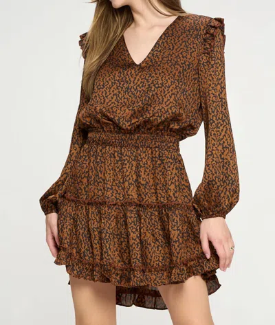 Adrienne Silk Mini Dress In Brown In Brown