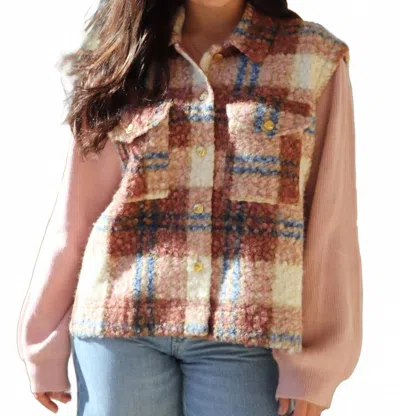 Anniewear Faux Fur Sweater Jacket In Brown In Multi