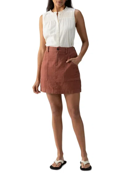 Sanctuary Surplus Patch Pocket Linen Mini Skirt In Clay In Brown