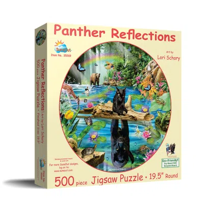 Sunsout Panther Reflections 500 Piece Jigsaw Puzzle For Adults Round In Multi