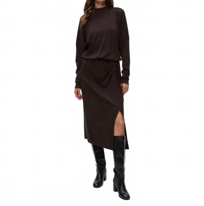 Michael Stars Lila Blouson Midi Dress In Black In Brown