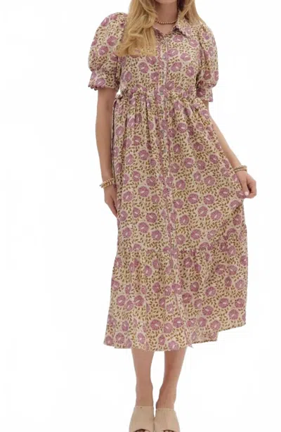 Entro Harvest Blooms Dress In Purple In Multi