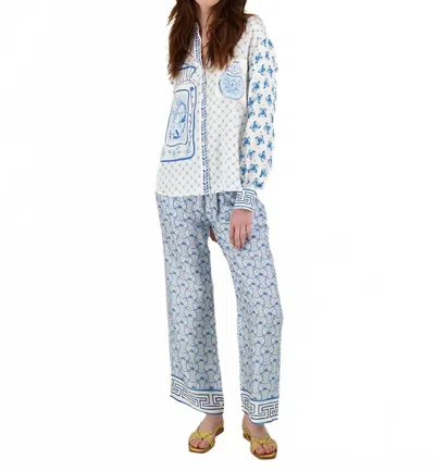 Me369 Bailey Straight Track Pants In Blue Multi In Blue