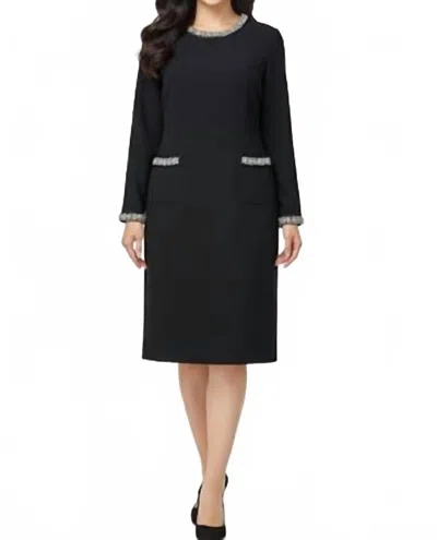 Kathie K Elegant Midi Dress In Black In Black