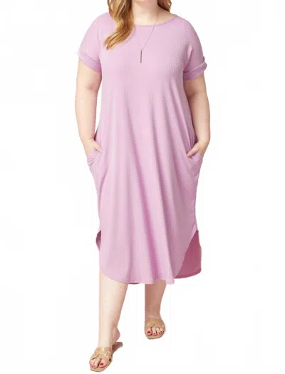 Entro Ribbed Pocket Midi Dress In Lavender In Purple