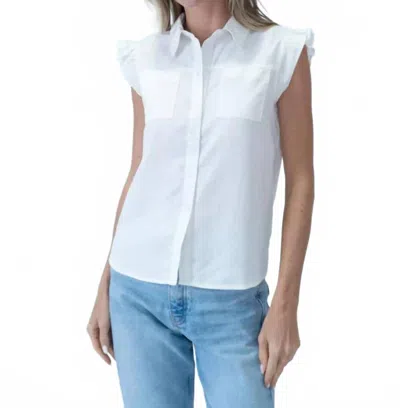 Six/fifty Penelope Flutter Sleeve Button Down Top In Ivory In Multi