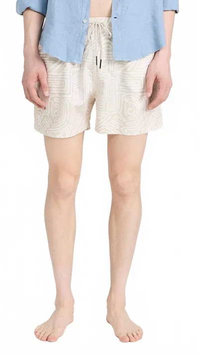 Oas Men's Swim Short In Cream Golconda In White