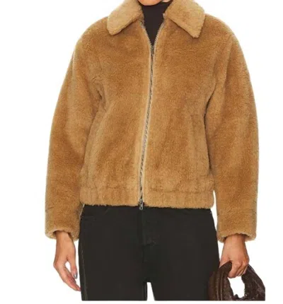 Vince Faux Shearling Bomber Jacket In Sandshell In Brown