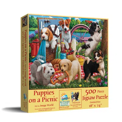 Sunsout Puppies On A Picnic 500 Piece Jigsaw Puzzle For Adults In Multi