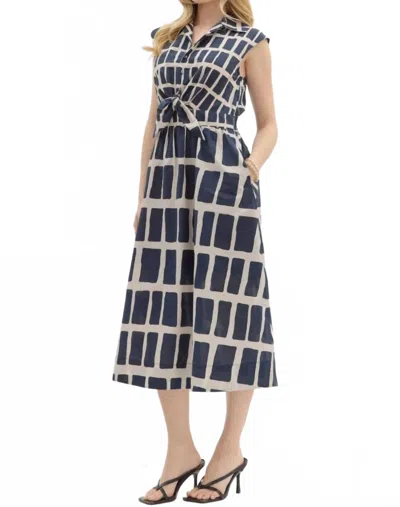 Entro Abbey Abstract Dress In Navy Blue In Multi