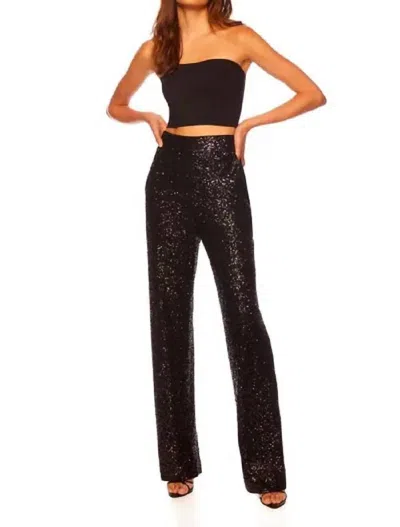 Susana Monaco Sequin High Waist Wide Leg Pant - Plus In Black In Black