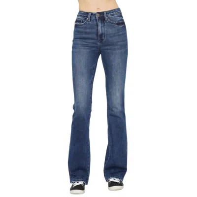 Judy Blue High Waist Tummy Control Bootcut Jean - Short In Dark Wash In Blue